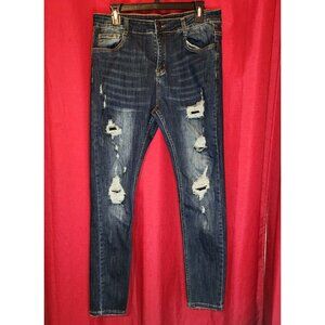 Skinny Fit Women's Jeans Distressed Blue Size 34